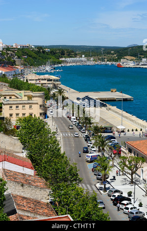 Profondo porto naturale di porto di Mahon Minorca isole Baleari Spagna Foto Stock