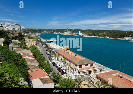 Profondo porto naturale di porto di Mahon Minorca isole Baleari Spagna Foto Stock