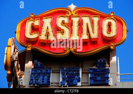 Casino cinese segno, Macau, Cina. Foto Stock