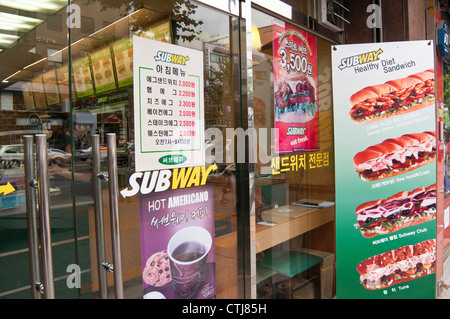 Subway sandwich shop a Seoul, Corea del Sud Foto Stock