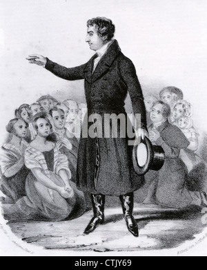 THEOBALD MATHEW (1790-1856) aka padre Mathew - Irish teetotalist reformer con persone che hanno firmato la totale astinenza pegno Foto Stock