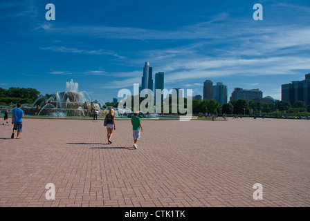 Buckingham Fountain di Grant Park di Chicago in Illinois Foto Stock