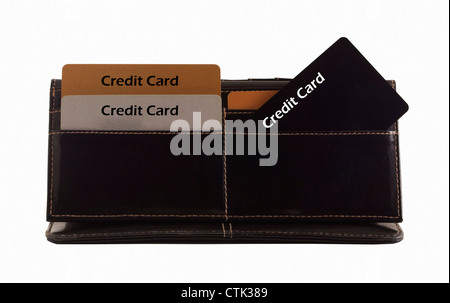 Carte di credito nel portafoglio nero. Foto Stock