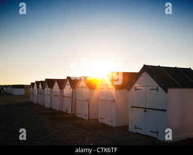 Cabine sulla spiaggia, a Goring Worthing West Sussex Foto Stock