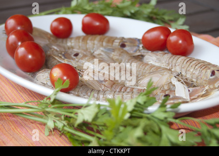 Ricette di pesce. La canocchia sono deliziosi per fare la pasta Foto Stock