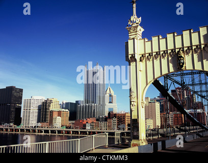 Smithfield Street Bridge di Pittsburgh, in Pennsylvania, STATI UNITI D'AMERICA Foto Stock