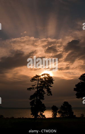 Tramonto sul lago Taupo, Isola del nord, Nuova Zelanda. Foto Stock