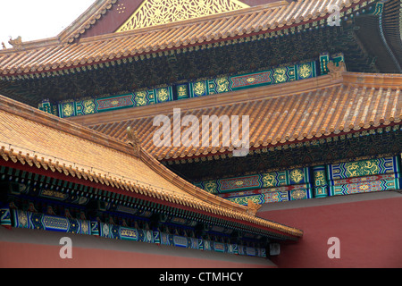 Vista di dettagli architettonici nella Città Proibita, Piazza Tian'anmen, Citta' di Pechino, Città Capitale della Cina, Pechino, Provenza Foto Stock