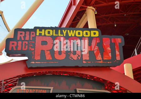 Gli Universal Studios di Hollywood Rip Ride Rockit roller coaster Foto Stock