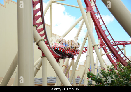 Gli Universal Studios di Hollywood Rip Ride Rockit roller coaster Foto Stock