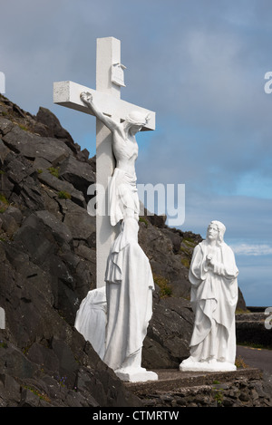 Gesù il crocifisso sulla testa Slea drive, penisola di Dingle, nella contea di Kerry, Repubblica di Irlanda. Foto Stock