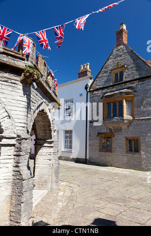 La piazza del mercato nel centro di Somerton, Somerset Foto Stock