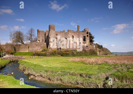 Laugharne Castello, Carmarthenshire, Wales, Regno Unito Foto Stock