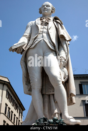 Statua di Carlo Goldoni a Firenze, Italia - autore del servo di due padroni Foto Stock