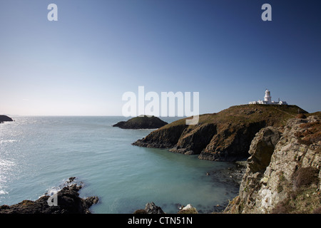 Strumble Head Lighthouse, vicino a Fishguard, West Wales, Regno Unito Foto Stock