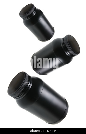 Nero vasetti di plastica Foto Stock