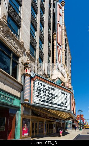 Lo storico Teatro Fox nel distretto di Foxtown (Grand Circus Park Historic District, Detroit, Michigan, Stati Uniti d'America Foto Stock