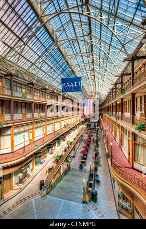 Il centro storico di Arcade un punto di riferimento per lo shopping e centro mercantile in Cleveland, Ohio. Foto Stock