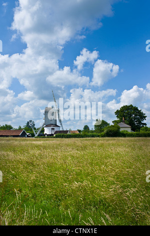 Saxtead Green Post Mill, Suffolk Foto Stock