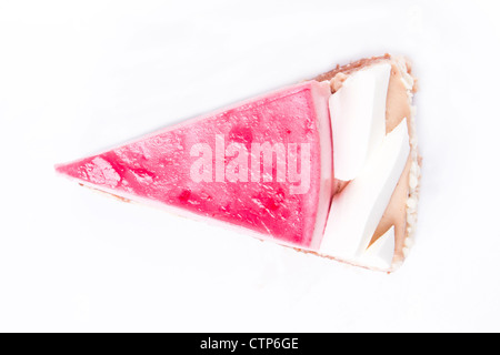 Un pezzo di torta con mousse di mirtilli Foto Stock