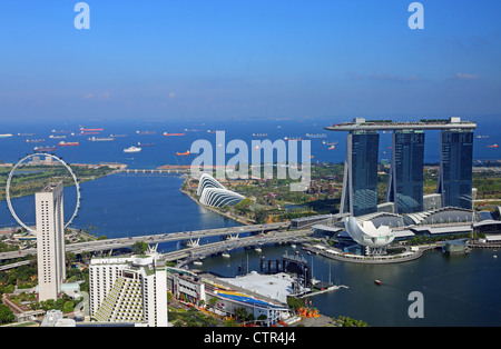 Il Marina Bay Sands e Skypark, hotel di lusso a 5 stelle, casinò e complesso per lo shopping in Singapore. Foto Stock