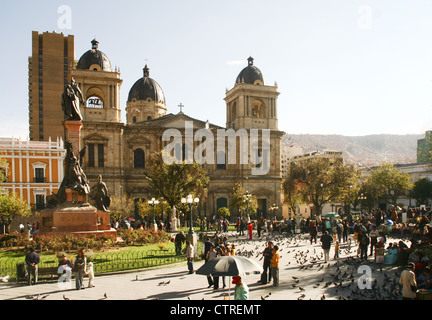 La cattedrale in Plaza Murillo La Paz in Bolivia Foto Stock
