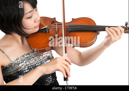 Femmina violinista asiatica Foto Stock