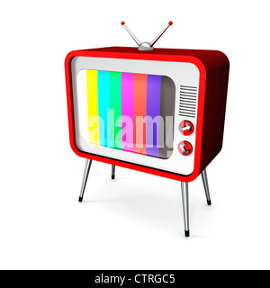 Retrò TV rosso. Colore Modello di controllo sullo schermo. Foto Stock