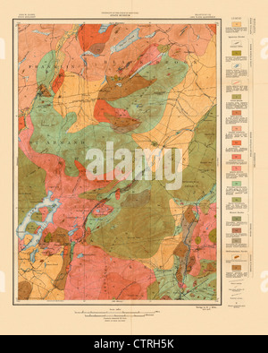 Mappa geologica del Lake Placid New York quadrangolo USGS - 1914 Foto Stock