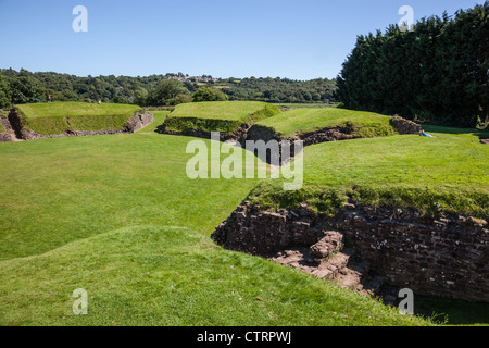 L'Anfiteatro romano di Caerleon, vicino a Newport, Cardiff, Galles Foto Stock