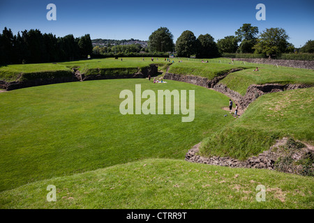 L'Anfiteatro romano di Caerleon, vicino a Newport, Cardiff, Galles Foto Stock