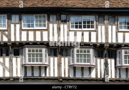 Dettagli del legno a casa medievale in Cambridge Foto Stock