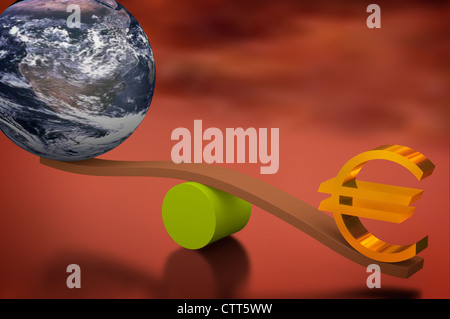 Equilibrio tra il pianeta e l'Euro Foto Stock