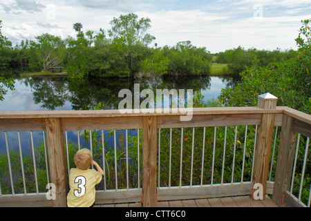 Napoli Florida, Everglades, Big Cypress National Preserve, Big Cypress Swamp Welcome Center, passeggiata nella natura, ragazzi, ragazzi maschi bambini bambini bambini ragazzi Foto Stock