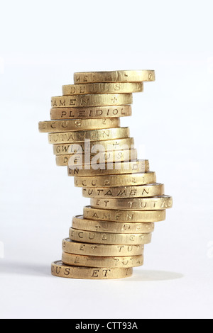 Moneta instabile pila, valuta britannica Foto Stock