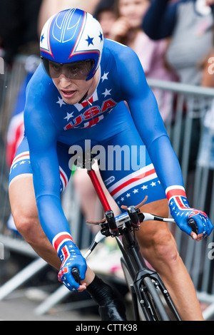 Taylor phinney sul suo london 2012 Olympic uomini individual time trial run, Foto Stock