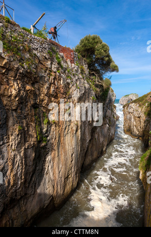 La Huelga, Castro de las gaviotas, Villahormes cliffs, Llanes, Asturias, Spagna Foto Stock