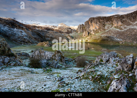 Il lago Ercina, Parco Nazionale Picos de Europa, Covadonga, Asturias, Spagna Foto Stock