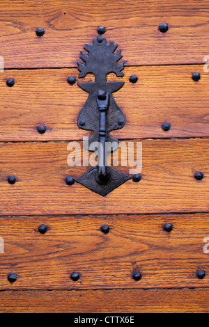 Respingente porta su una vecchia porta di legno. Foto Stock