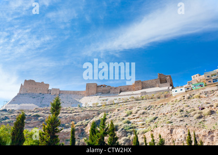 Kerak castello crociato di Kerak town, Giordania Foto Stock
