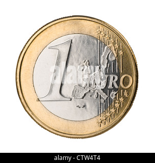 Un euro moneta isolato su bianco Foto Stock