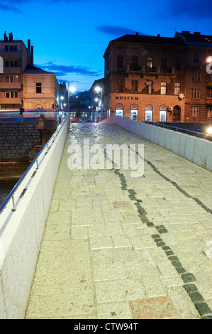 Il ponte di Latina, Sarajevo, dove nazionalista serbo Gavrilo Princip assassinato arciduca Francesco Ferdinando di Austria e di sua moglie Foto Stock