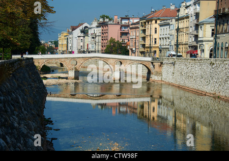 Il ponte di Latina, Sarajevo, dove nazionalista serbo Gavrilo Princip assassinato arciduca Francesco Ferdinando di Austria e di sua moglie Foto Stock