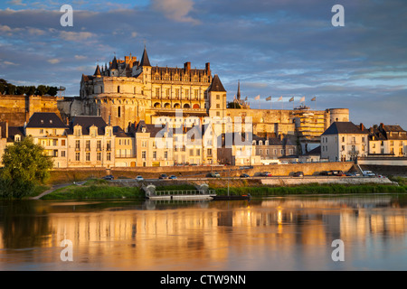 Chateau d'Amboise sopra il fiume Loira, Amboise, Centre Francia Foto Stock