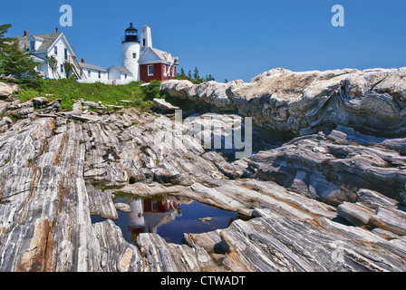 Pemaquid Point Lighthouse in Bristol, Maine Foto Stock