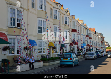 Fila di fronte mare B&B hotel, Terrazza Brunswick, Weymouth Dorset, England, Regno Unito Foto Stock