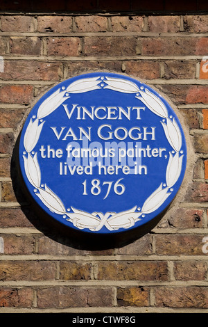 Targa blu dedicato a Vincent Van Gogh che visse in questa casa sulla strada di Twickenham, Isleworth, Middlesex, West London, nel 1876 Foto Stock