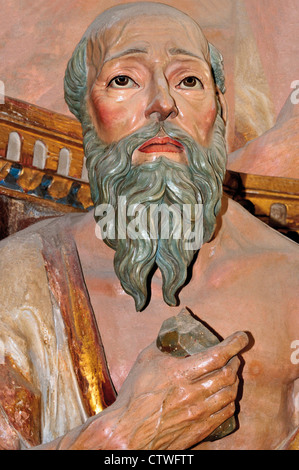 Spagna: altare la statua di San Girolamo nel monastero di San Juan de Ortega Foto Stock