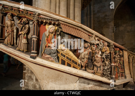 Cantoria scalinata della chiesa di Santa María di Morella, Castellon, Comunità Valenciana, Spagna Foto Stock