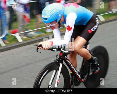 Olimpiadi di Londra 2012, DONNE Ciclismo Crono - Denise Ramsden, Canada Foto Stock